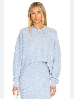SNDYS Revolve Light Blue Knit Skirt Set - Cozy Two-Piece